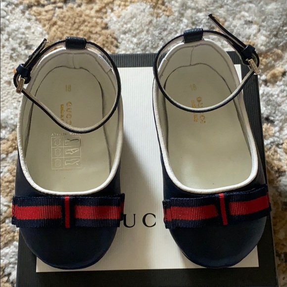 Gucci Other - Gucci Webstripe Navy Blue Ballerina Flats